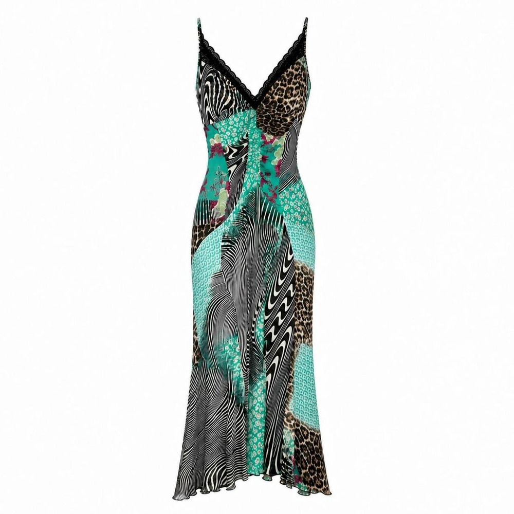 Cavalli Vintage Patchwork Dress w/ Lace Up Back